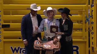 The 2025 #WranglerNFR Round 10 – Bareback Average Champion: Sam Petersen